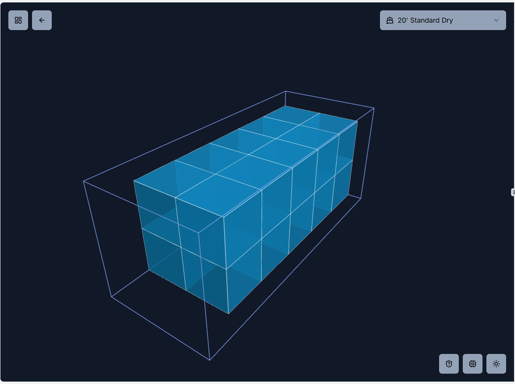 3D visualization of a packed container